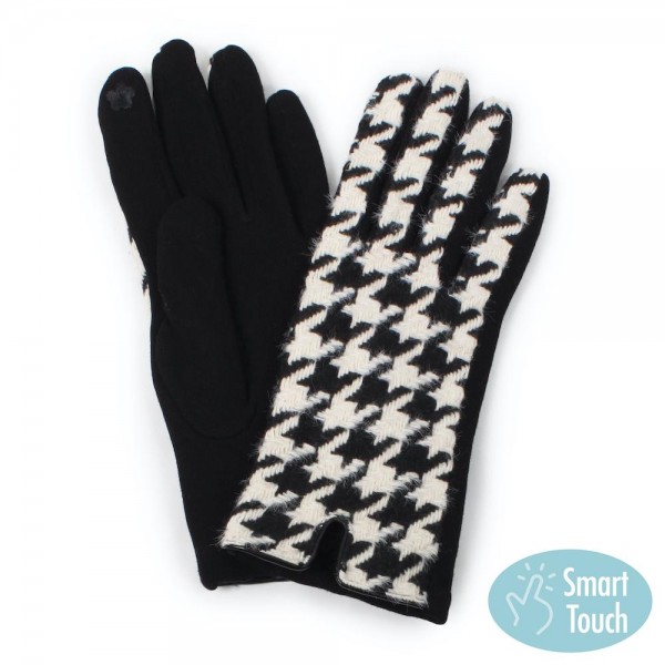 Wholesale large Houndstooth Print Smart Touch Gloves Touchscreen Compatible One