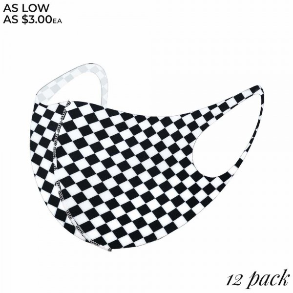 Wholesale non Medical Checkered Stretchable Fashion Mask Pack Non Medical Fashio