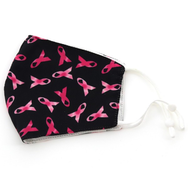 Wholesale non Medical Pink Ribbon Breast Cancer Awareness Fashion Mask Adjustabl
