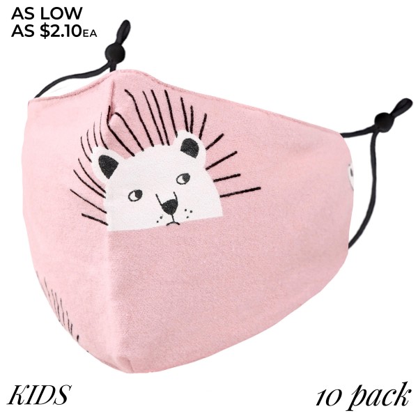 Wholesale kIDS Non Medical Adjustable Bear Print Fashion Mask Filter Insert PACK