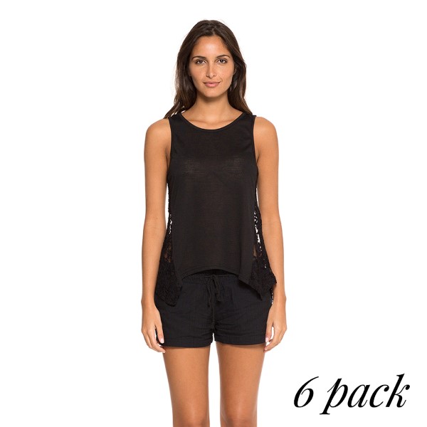 Wholesale be Hippy Tank Top Pack S M L XL Tank top lace sides black Cotton