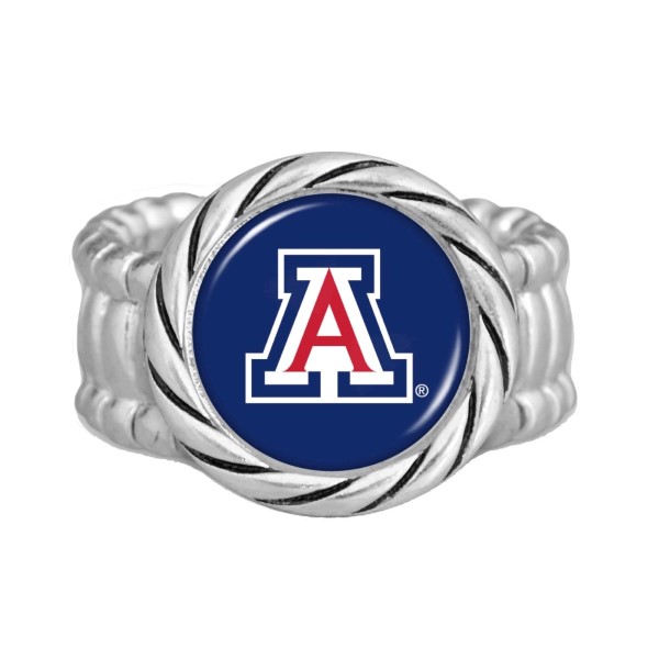 Officially licensed Arizona silver tone stretch band ring. 