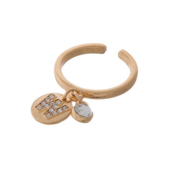 Wholesale gold adjustable ring block W initial charm