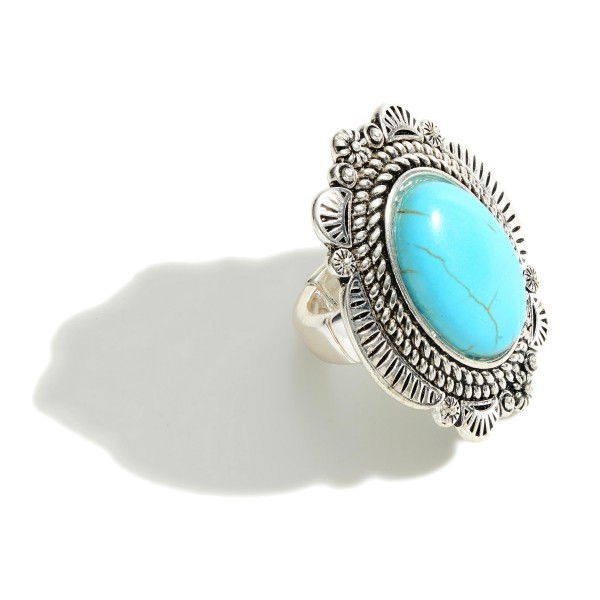 Wholesale turquoise Ring Engraved Details Long One Fits Most Elastic Stretch Rin