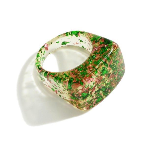 Simple Resin Ring Featuring Inlaid Multi Color Flakes

- Size 7