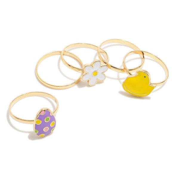 Wholesale set Five Enamel Easter Rings Rings