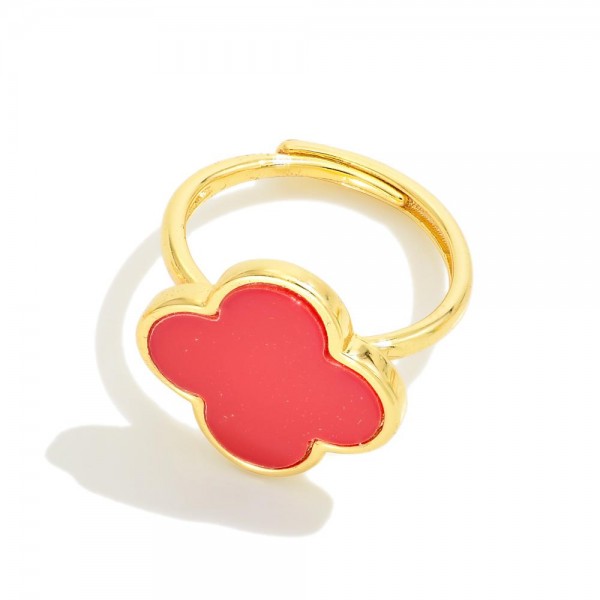 Wholesale simple Gold Dipped Ring Clover Detail Clover D