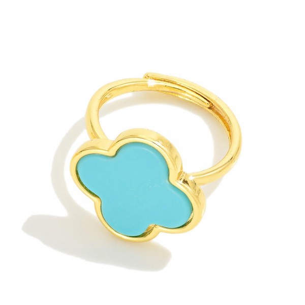 Wholesale simple Gold Dipped Ring Clover Detail Clover D