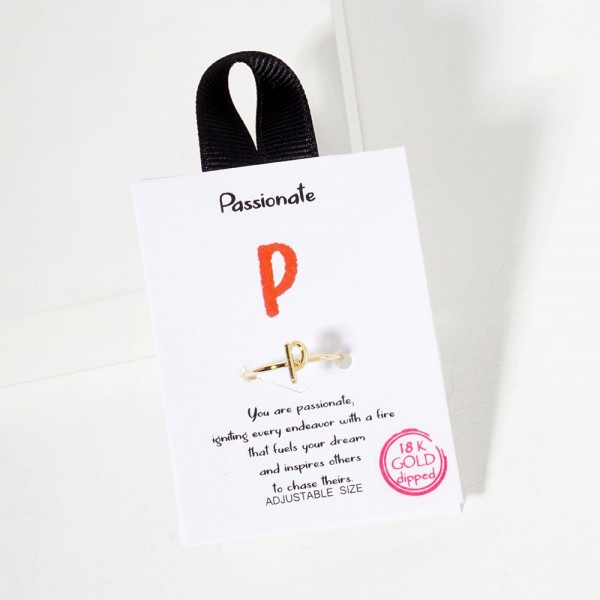 Wholesale gold Initial Ring Adjustable Card Passionate Igniting Every Endeavor F