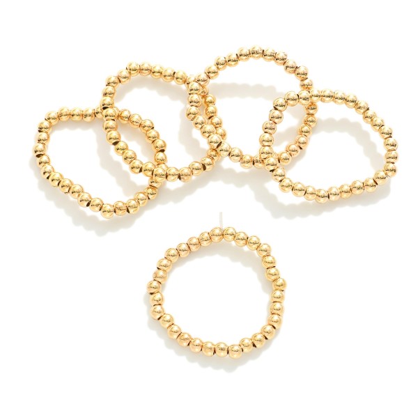 Wholesale set Five Metal Beaded Stretch Rings
