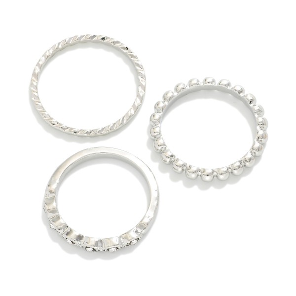 Wholesale set Three Metal Rhinestone Studded Rings