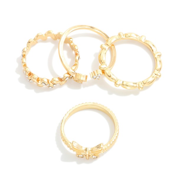 Wholesale set Five Stackable Rings Rhinestones