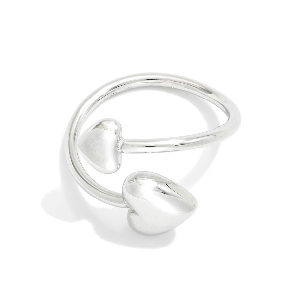 Wholesale metal Wrap Ring Puffy Heart Details Water Resistant Stainless Steel