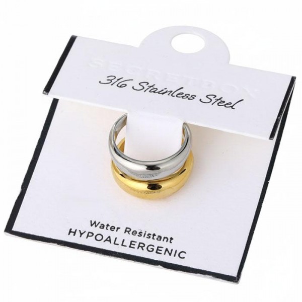 Two Tone Layered Tapered Metal Ring  

- Stainless Steel
- Water Resistant
- Size 7.5