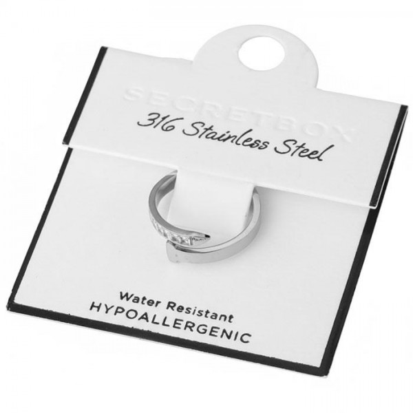 Rhinestone Studded Flat Metal Nail Ring 

- Stainless Steel
- Water Resistant
- Size 7.5