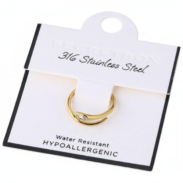 Metal Tone & Rhinestone Wrap Ring 

- Stainless Steel
- Water Resistant
- Size 7.5