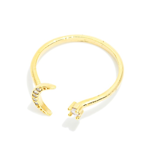 Moon & Star Rhinestone Open Ring 

- Gold Dipped 
- Size 7 