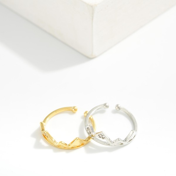 Metal Tone Mountain Range Ring 

- Gold Dipped 
- Size 7 