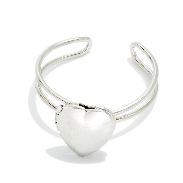 Metal Tone Locket Heart Ring With Layered Band 

- Gold Dipped 
- Size 7 
