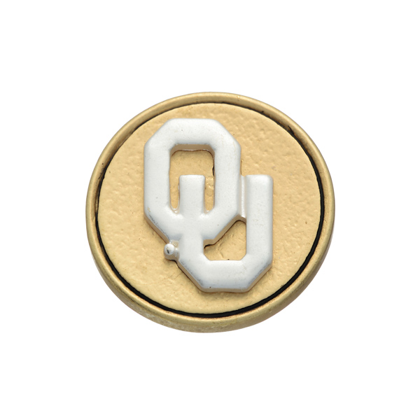 Matte two tone officially licensed University of Oklahoma snap charm. Snap jewelry collection.