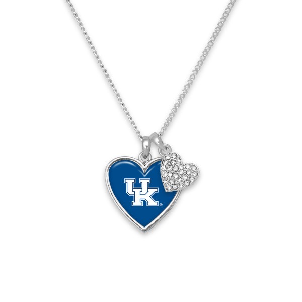 Officially Licensed Silver Tone  Kentucky Heart Charm Necklace With Rhinestone Accent

- Approximately 18" L
- Extender 2" L