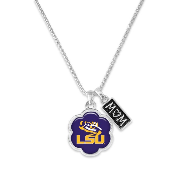 Officially Licensed LSU Mom Multi Charm Chain Link Necklace 

- Approximately 16" L
- Chain Extender Approximately 1.5" L
- Pendant Approximately 0.75" Diameter 