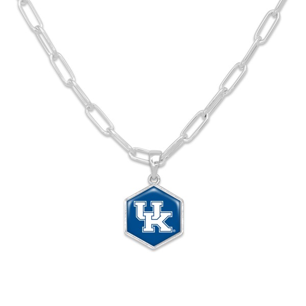 Wholesale officially Licensed Silver Paperclip Chain Link Necklace Kentucky Pend