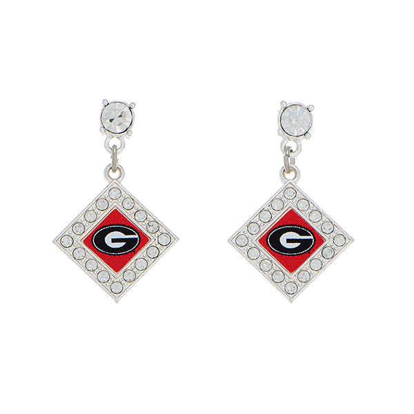 Wholesale officially licensed silver Georgia Bulldogs earrings Georgia logo diam