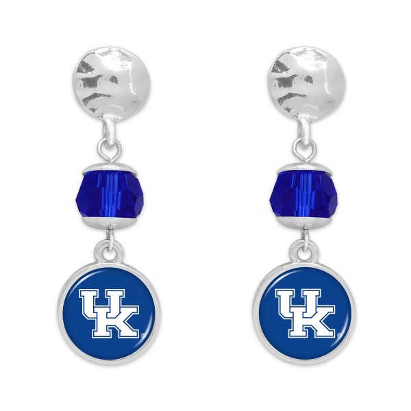 Wholesale officially Licensed Hammered Silver Beaded Kentucky Drop Earrings L Pe
