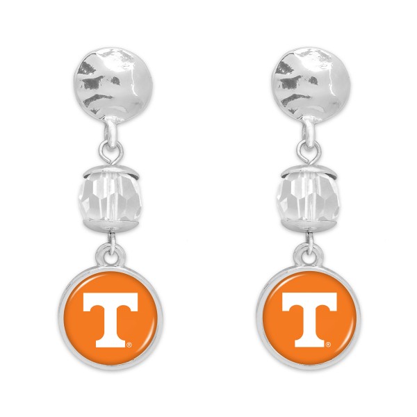 Wholesale officially Licensed Hammered Silver Beaded Tennessee Drop Earrings L P