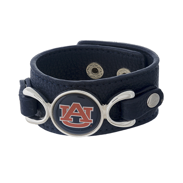 Wholesale officially licensed faux leather bracelet Auburn University logo