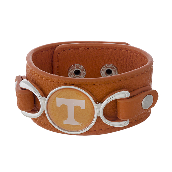 Wholesale officially licensed faux leather bracelet University Tennessee logo