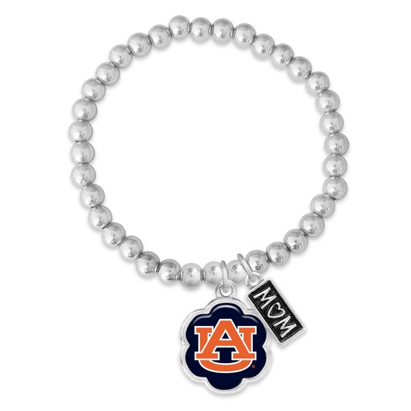 Wholesale officially Licensed Silver Beaded Stretch Bracelet Auburn Mom Pendants