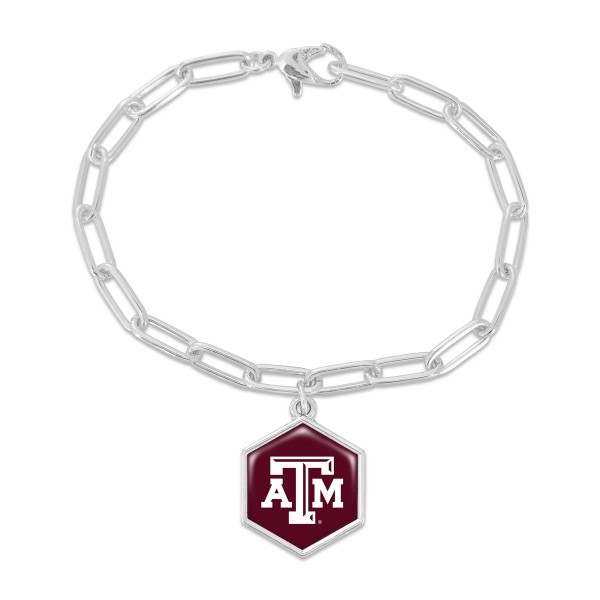 Wholesale officially Licensed Silver Chain Link Bracelet Texas M Pendant Diamete