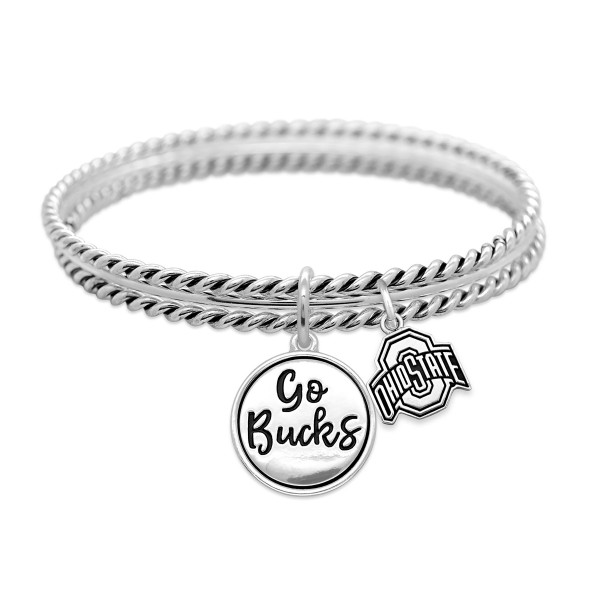 Wholesale officially Licensed Silver Triple Bangle Bracelet Go Bucks Charm Diame