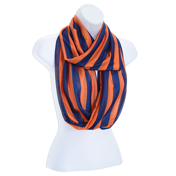Wholesale soft jersey feeling polyester fabric infinity scarf navy blue orange