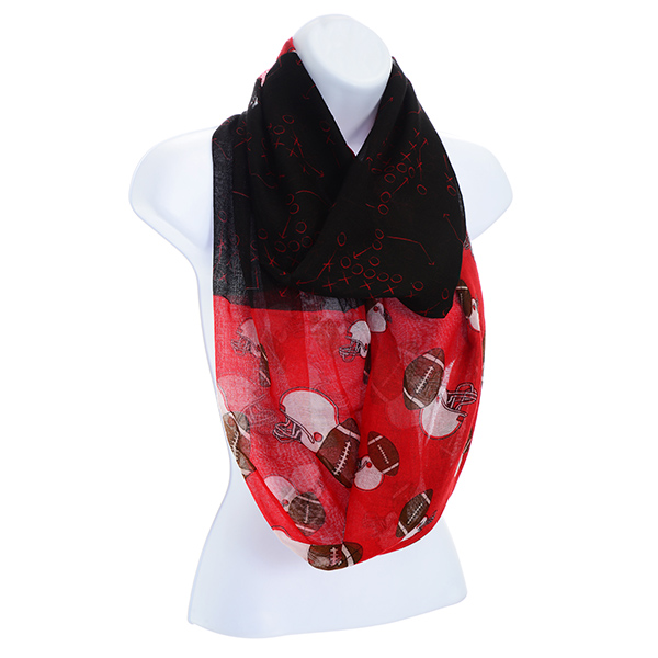 Wholesale lightweight red black polyester fabric scarf football helmet print