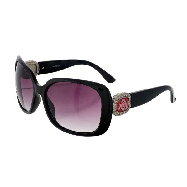 Wholesale officially licensed black sunglasses Ohio State University logo sides
