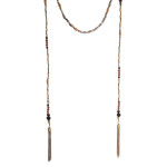 Wholesale two lariat necklace black burgundy beads chain tassels