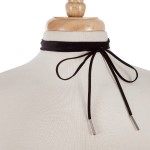 Wholesale black faux suede wrap necklace silver hardware