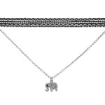 Wholesale double layer silver choker necklace elephant pendant