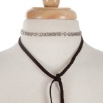 Wholesale black suede silver wrap necklace set