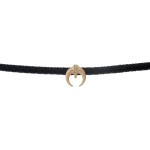 Wholesale black braided leather cord choker necklace crescent pendant