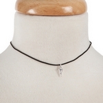 Wholesale black cord choker silver spike pendant