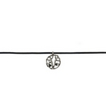 Wholesale black waxed cord choker silver script V initial