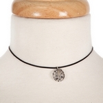 Wholesale black waxed cord choker silver script V initial