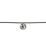 Wholesale black waxed cord choker silver script W initial