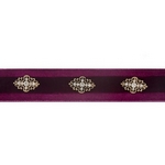 Burgundy velvet choker with gold tone accents. Approximately 12" in length. 