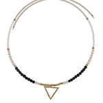 Wholesale white opal gray beaded memory wire choker gold accents triangle pendan