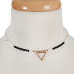 Wholesale white opal gray beaded memory wire choker gold accents triangle pendan